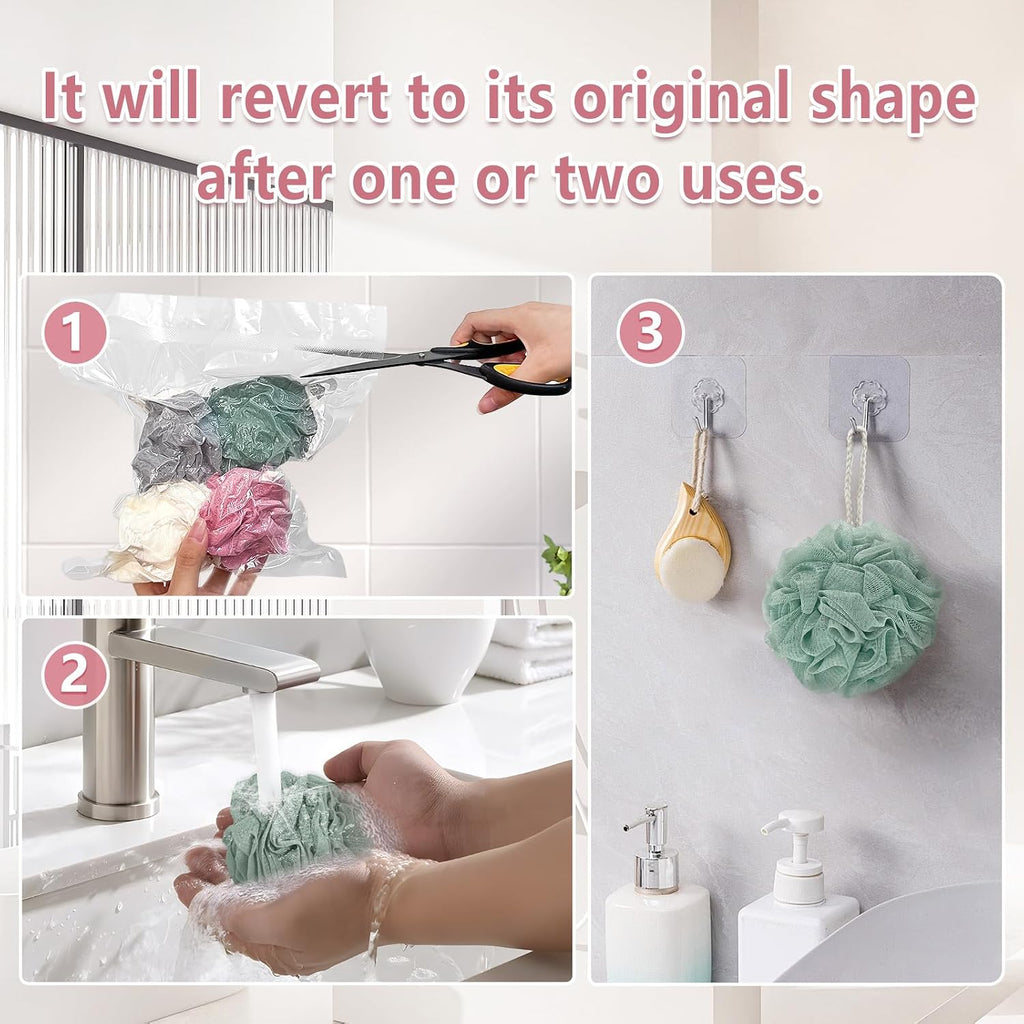 Shower Loofah Bath Sponge, 60G Exfoliating Body Scrubber 4 Pack