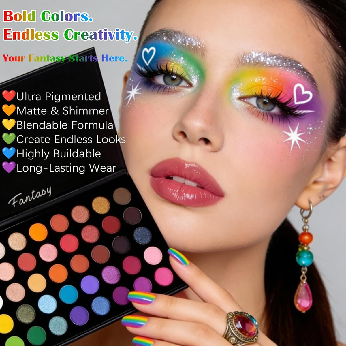 UCANBE Highly Pigmented Eye Makeup Palette, Matte Shimmer Metallic Eyeshadow Pallet Long Lasting Blendable Natural Color