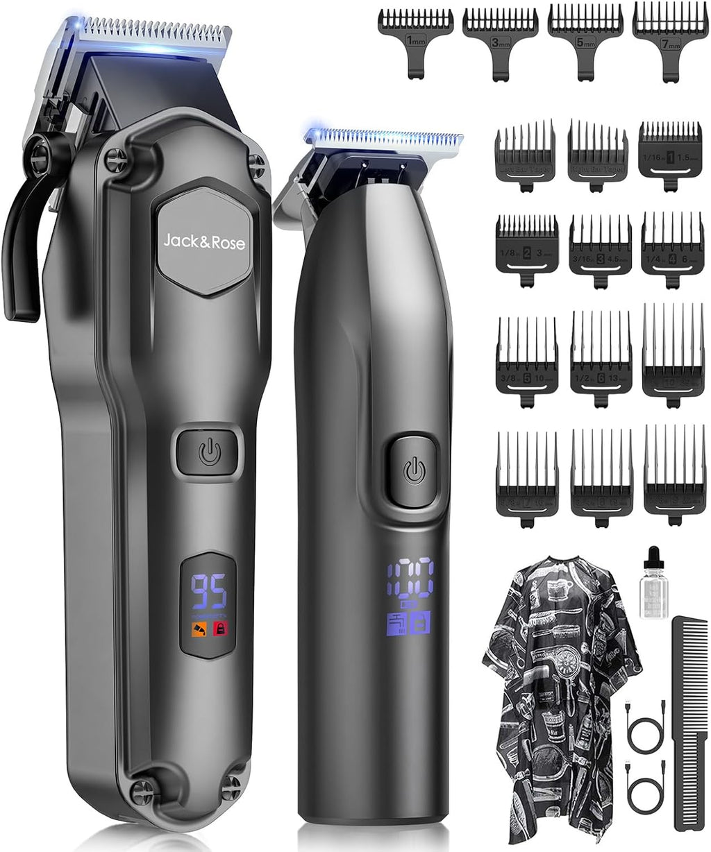 Jack & Rose Clippers and Trimmers Set, Cordless Hair Clippers for Men, Barber Clippers Set