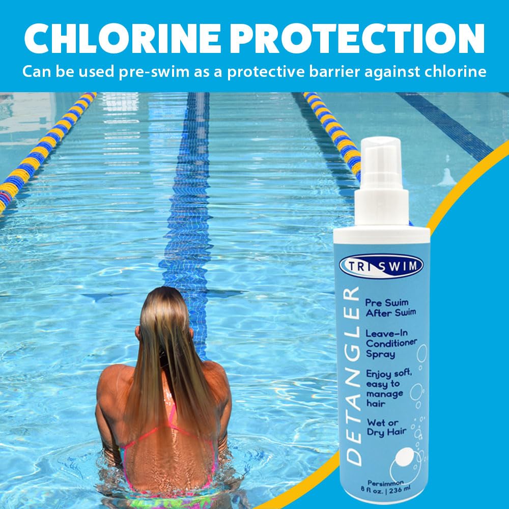 TRISWIM Detangler Leave-In Conditioner Spray 8oz | Pre Swim Hair Protection & After Swim Hair Detangler | Helps Prevent 