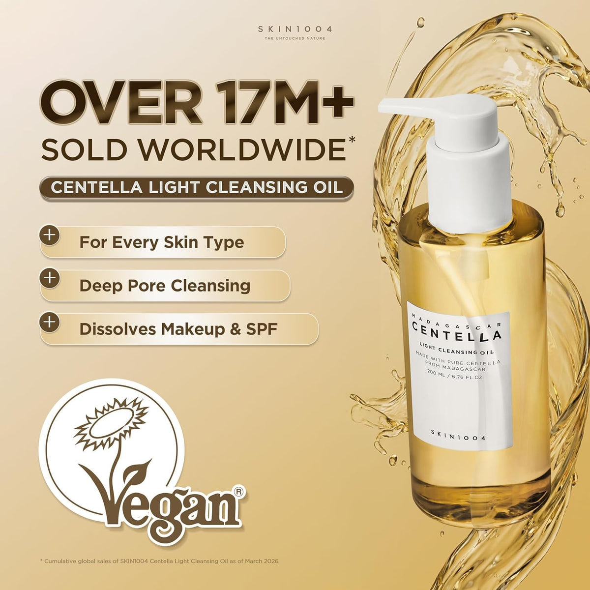 SKIN1004 Madagascar Centella Light Cleansing Oil 6.76 fl.oz, 200ml | Gentle Oil Cleanser for Face, Korean Facial Cleanse