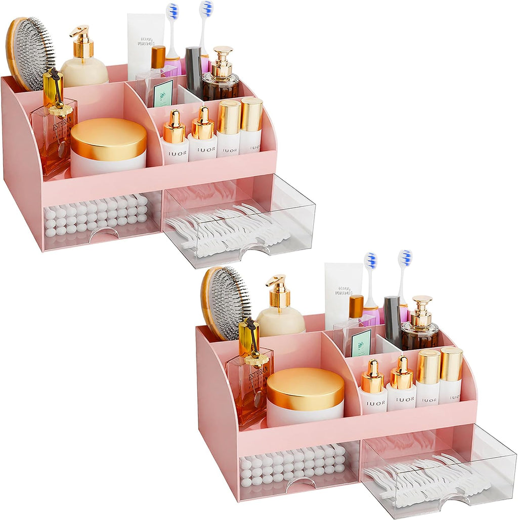 Makeup Organizer with Drawers, Cosmetic Storage for Dresser Vanity and Bathroom Countertop, Beauty Holder for Lipstick B