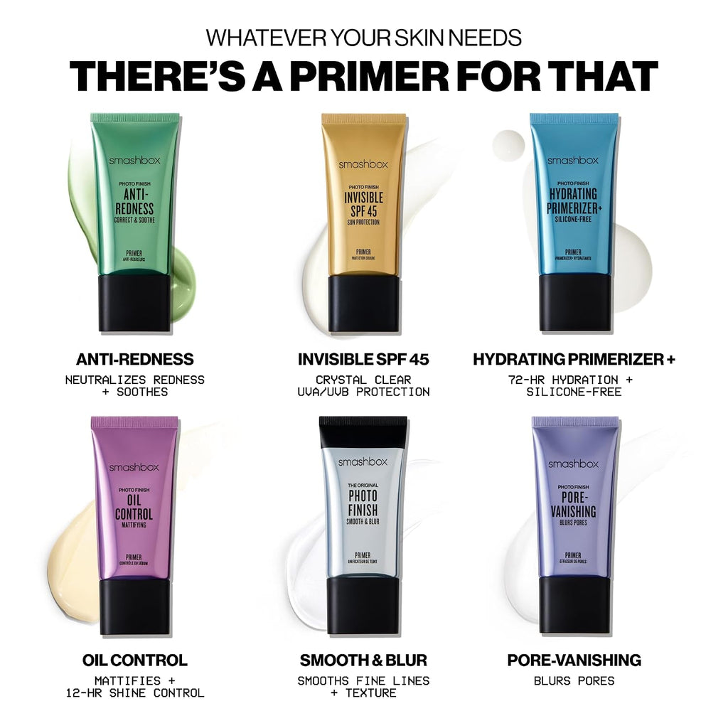 Smashbox Photo Finish Primers | Face Primers for Makeup, Smooths Skin & Extends Makeup Wear | Hydrating, Pore-Minimizing