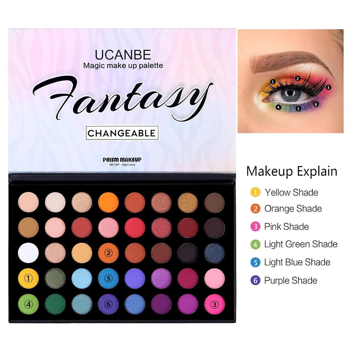 UCANBE Highly Pigmented Eye Makeup Palette, Matte Shimmer Metallic Eyeshadow Pallet Long Lasting Blendable Natural Color