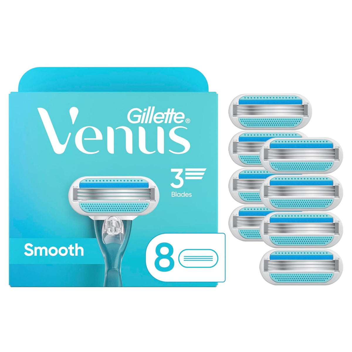 Gillette Venus Smooth Womens Razor Blade Refills, 8 Count, Lubracated to Protect the Skin from Irritation