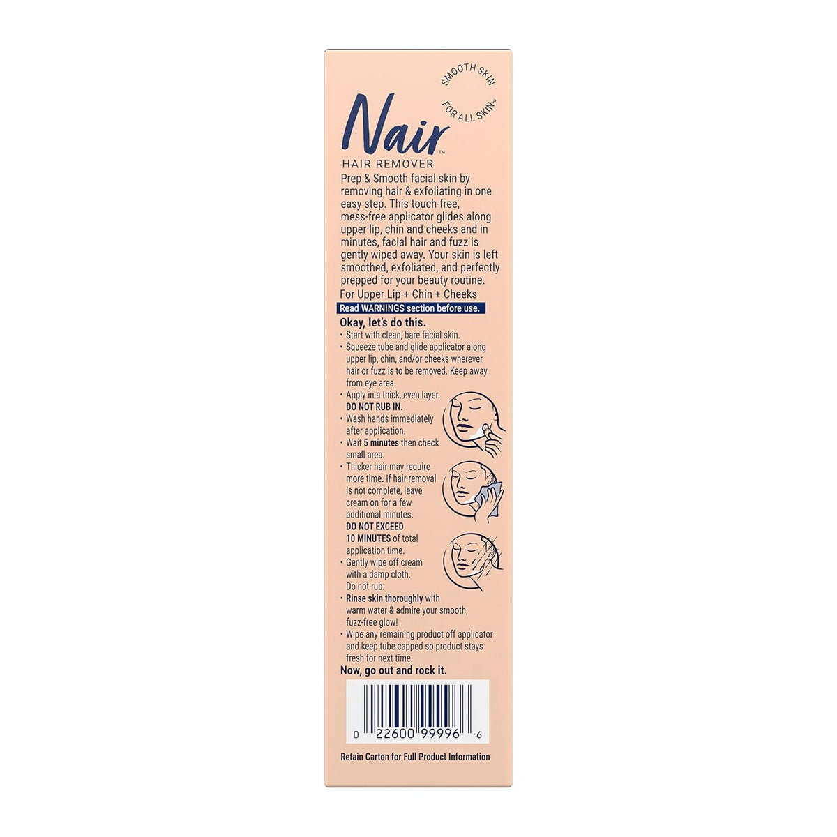 NAIR Prep & Smooth Face Hair Removal Cream, Sensitive Skin, 1.76 Oz