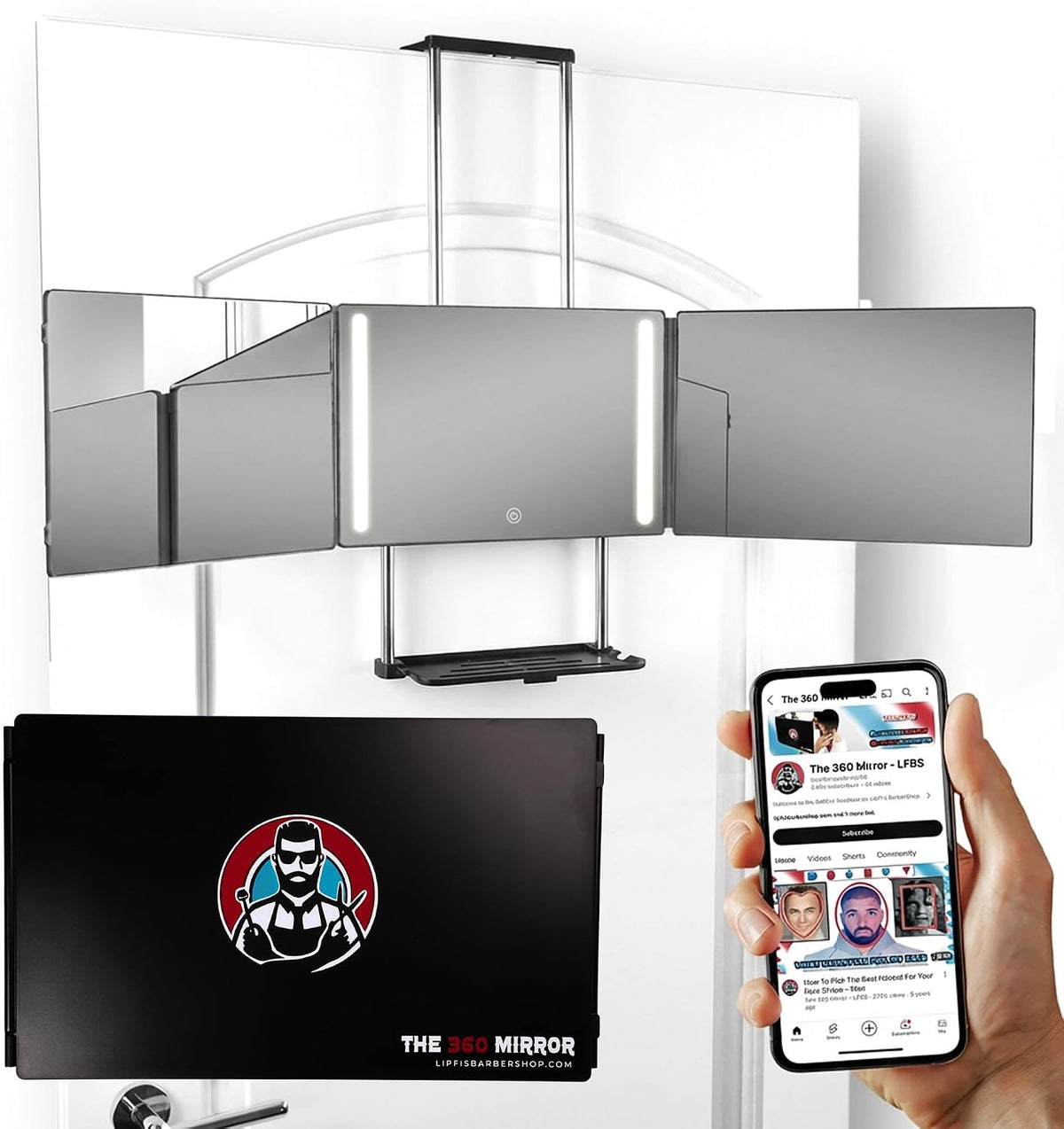 The 360 Mirror Trifold Barber 3 Way Mirror for Self Hair Cutting System