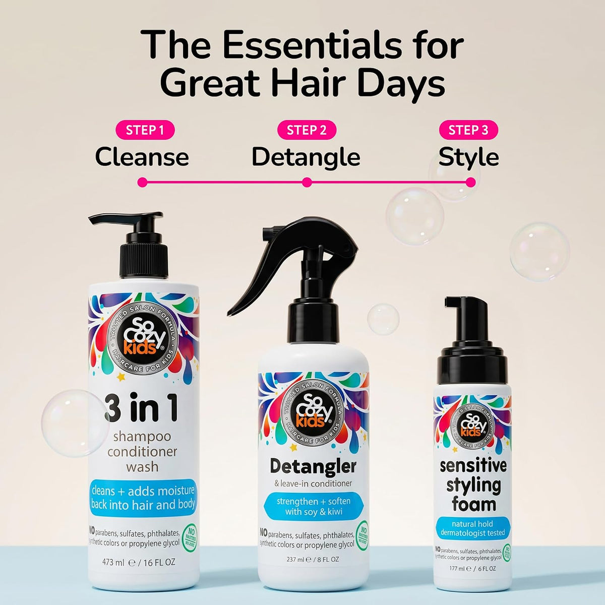 SO COZY Kids 2-in-1 Detangler & Leave In Conditioner Spray, 8 Fl Oz