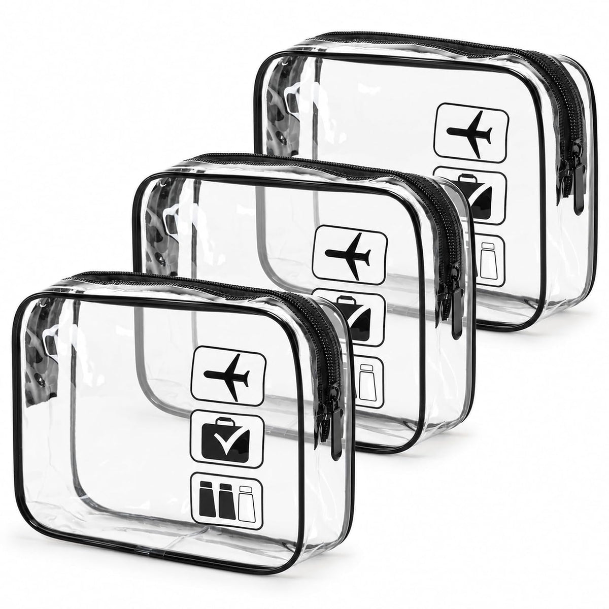 TSA Approved Toiletry Bag, 3 Pcs Clear Toiletries Bags Quart Size, Black