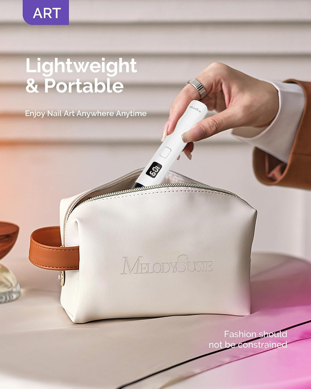 MelodySusie Handheld Flash Cure Nail Lamp P-ART01R has Eye-Protection Cover