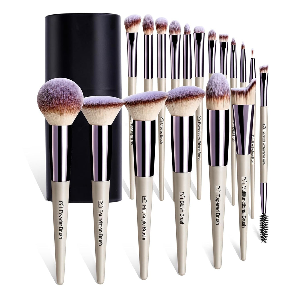 BS-MALL Makeup Brush Set 18 Pcs Professional Foundation Powder Concealers Eyeshadow Blush Synthetic Makeup Brushes with 