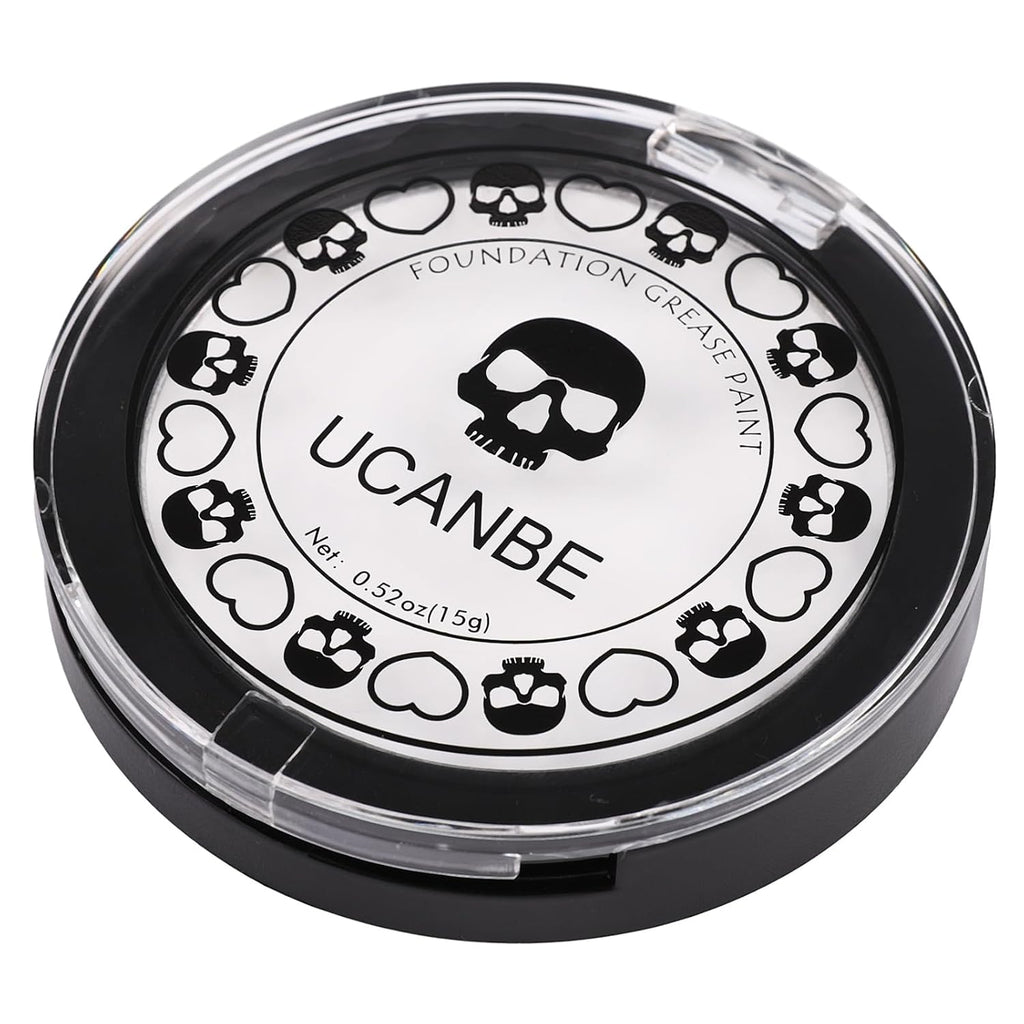 UCANBE Goth White Cream to Powder Foundation Makeup, Professional Clown White Face Body Paint with Matte Finish for Hall