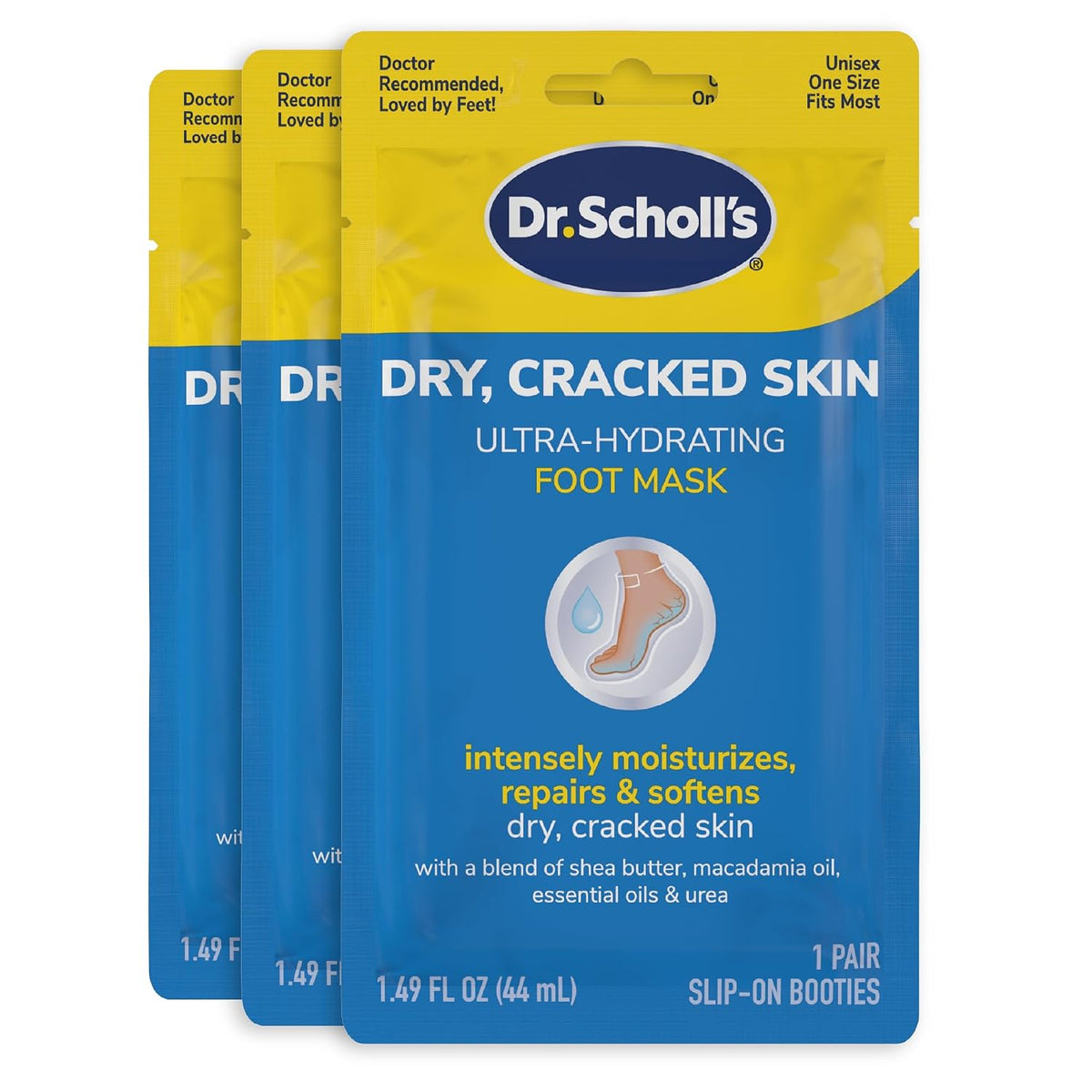 Dr. Scholl's Cracked Skin, Ultra Hydrating Foot Mask Socks, 3 Pairs
