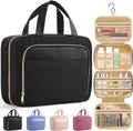 HOTOR Hanging Travel Toiletry Bag Women Men, Black, Medium