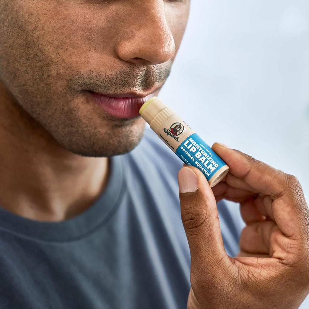 Dr. Squatch Natural Lip Balm for Men, Men’s Lip Care (0.25oz, 4-Pack)