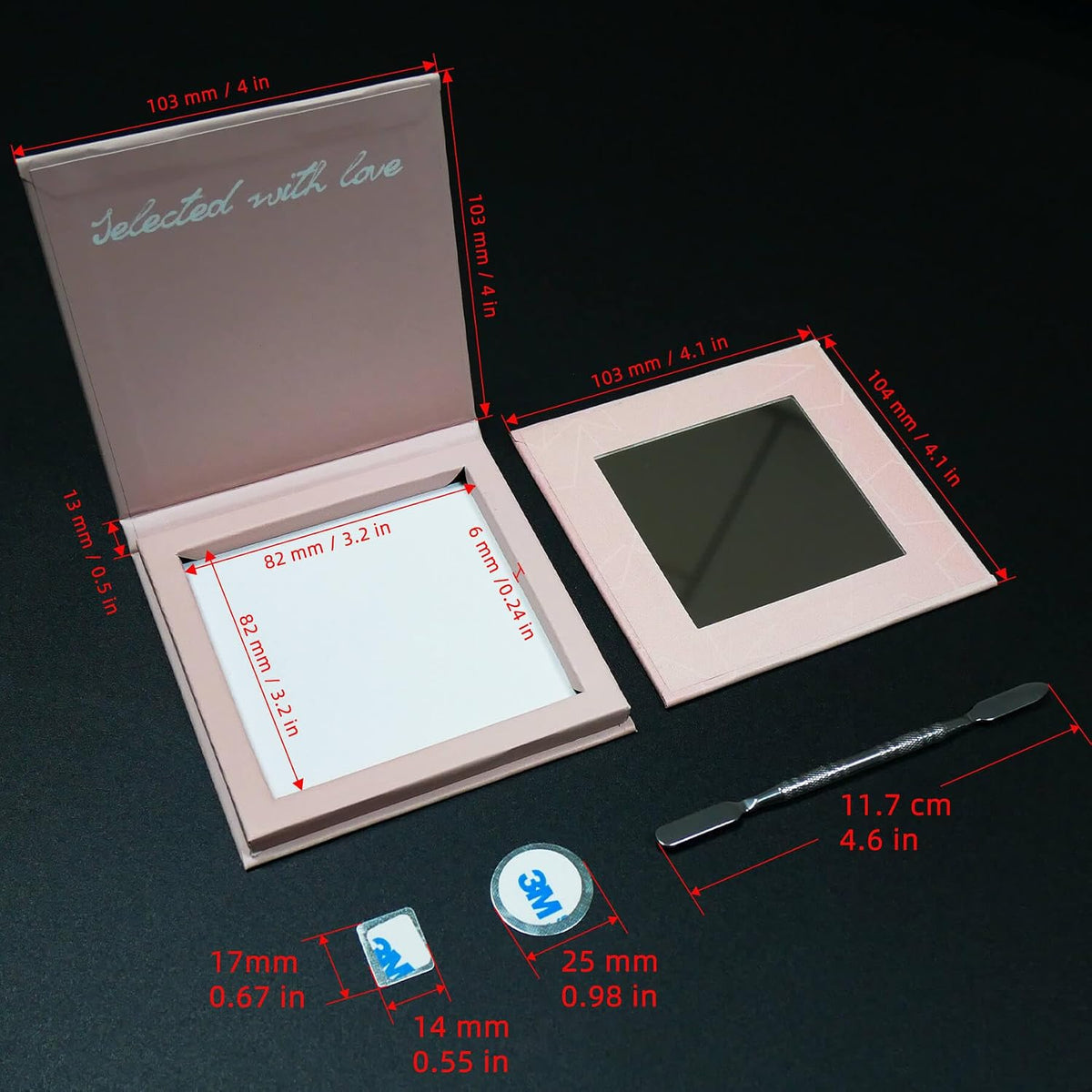 Pink Empty Magnetic Makeup Palette with Mirror (Detachable) – Small