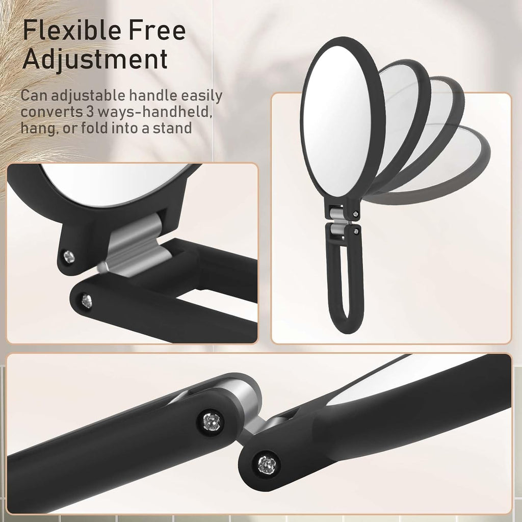 CLSEVXY Magnifying Handheld Mirror Double Sided, 1X 15X Magnification Hand Mirrors, Travel Folding Hand Held Mirror, 360