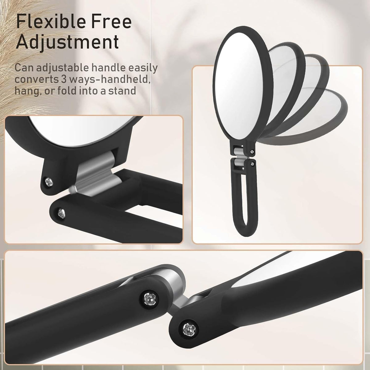 CLSEVXY Magnifying Handheld Mirror Double Sided, 1X 15X Magnification Hand Mirrors, Travel Folding Hand Held Mirror, 360