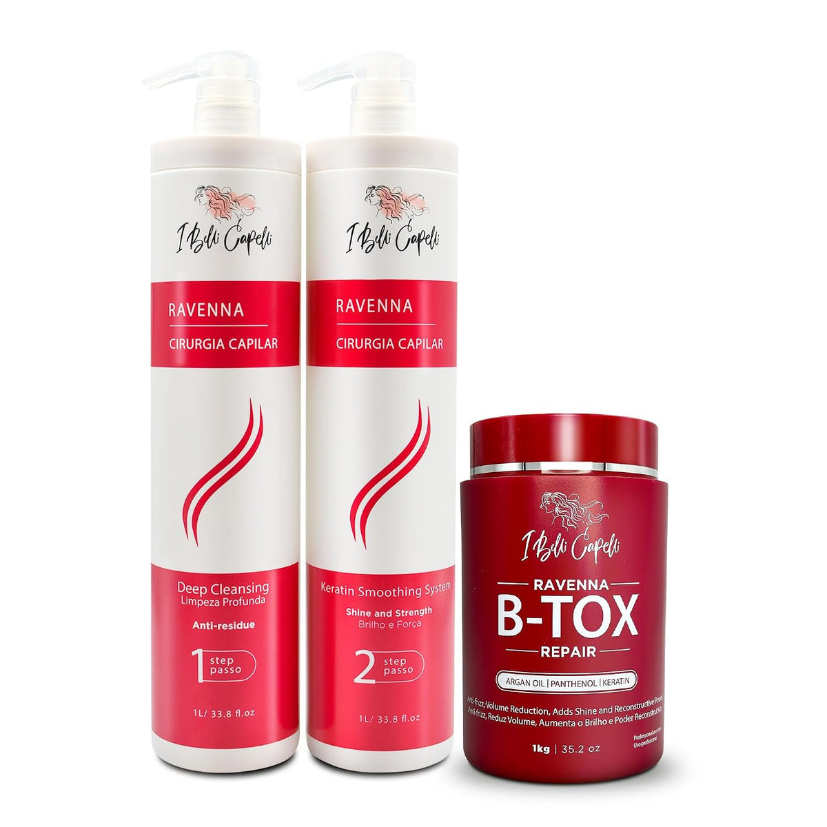 I Belli Capelli Ravenna Repair B-tox Hair Treatment -Cirugia Capilar Para El Cabello, Formaldehyde-Free, Long Lasting, A