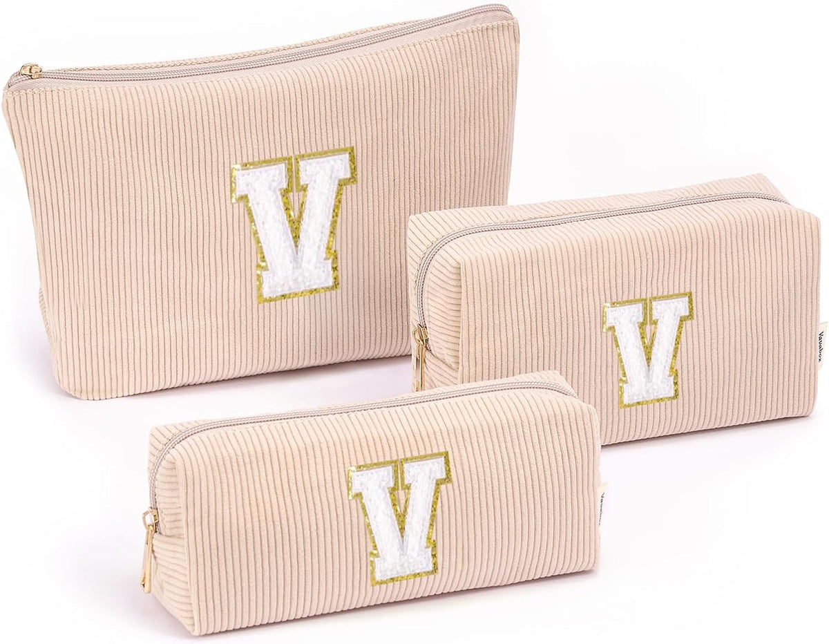 Vavabox A-Z Personalized Makeup Bag, Birthday Gifts for Women Mom, Gifts for Best Friend, Bride Bridesmaid Cosmetic bag 