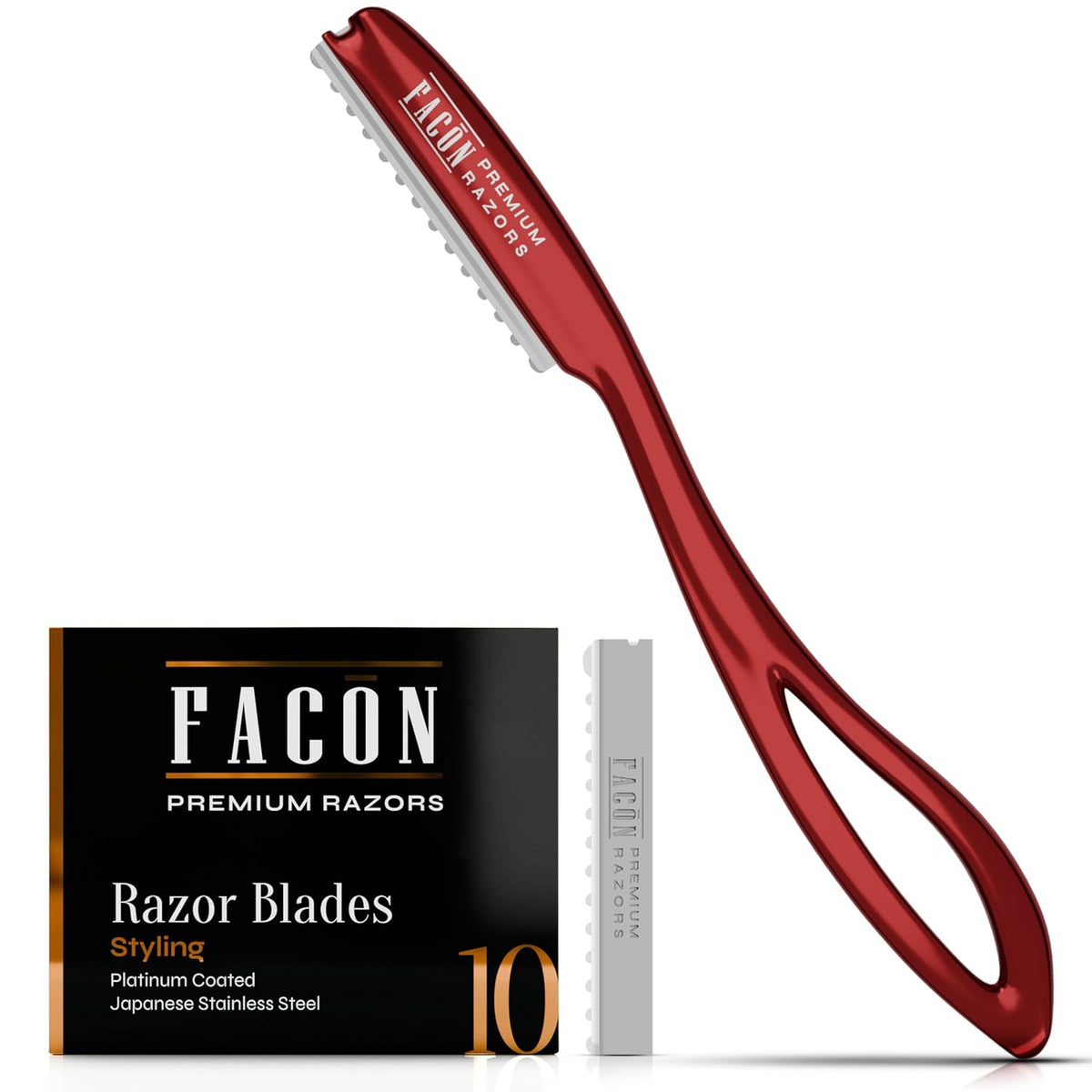 Facón Hair Razors for Cutting Hair - Professional Styling Razor Kit with 11 Replacement Blades, Stainless Steel Hairs Cu