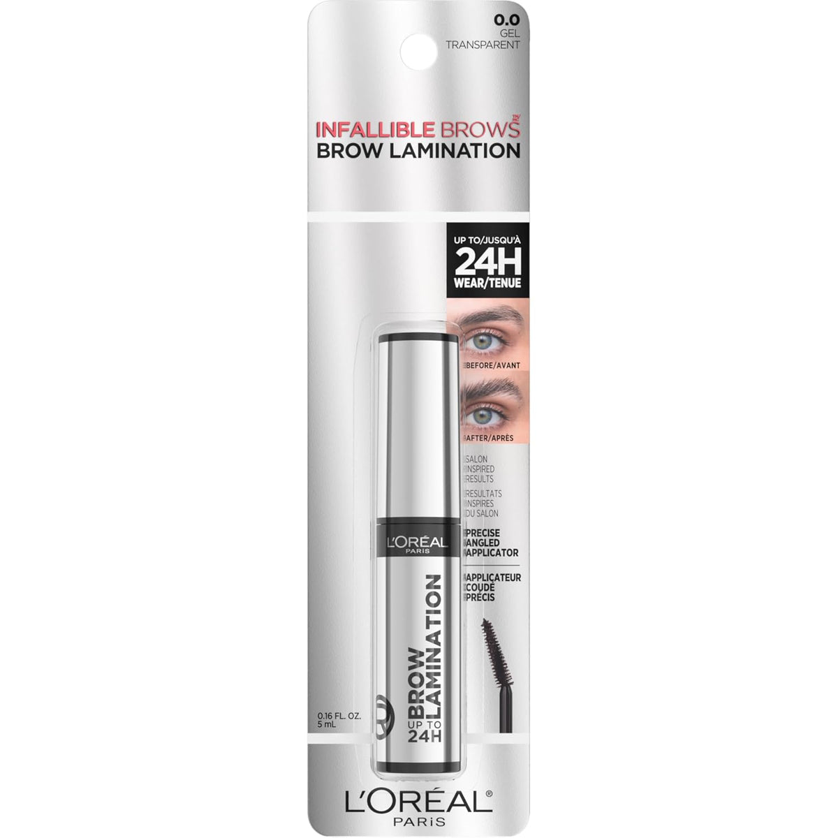 L'Oreal Paris Infallible Up To 24H Wear Brow Lamination, Water-Resistant Longwear Eyebrow Gel Make Up, Clear/Transparent