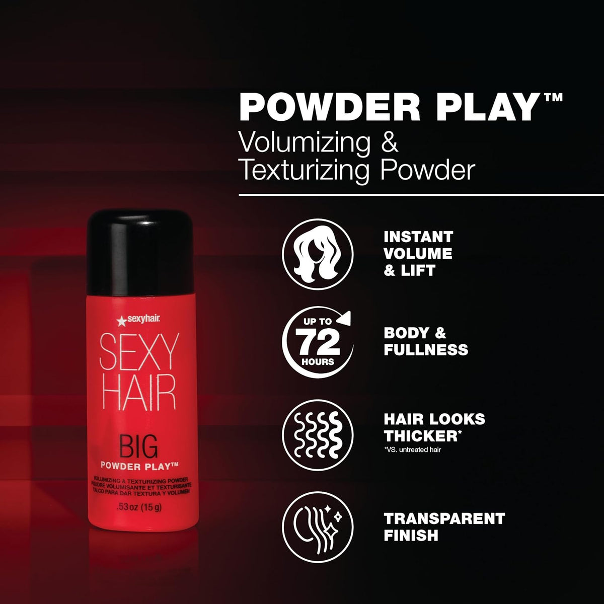 SexyHair Big Powder Play Hair Volumizing & Texturizing Powder | Colorless on Hair | Fragrance Free | Texture Powder For 