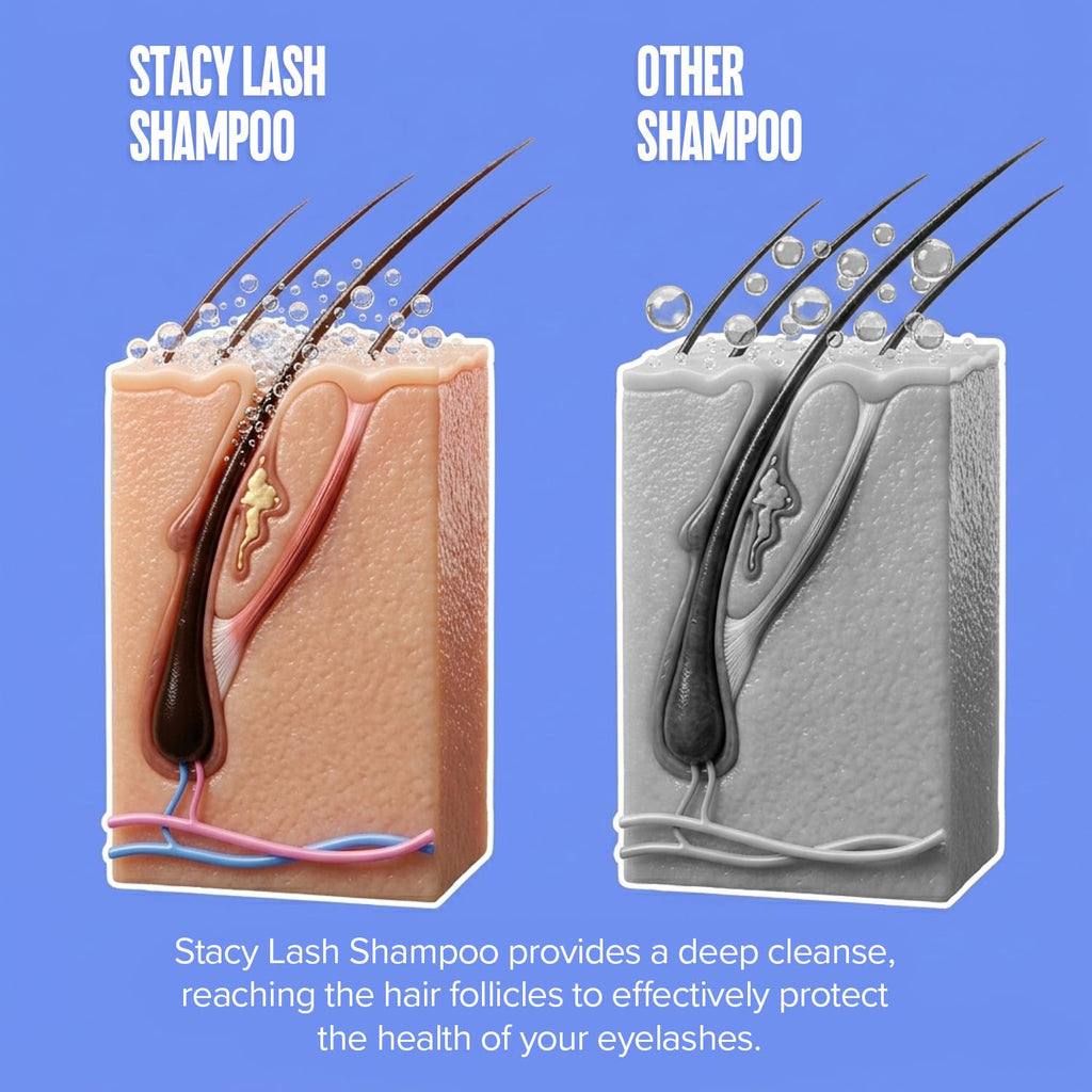 STACY LASH Eyelash Extension Shampoo + Brush / 1.69 fl.oz / 50ml / Korean Makeup Remover/Eyelid Foaming Cleanser/Wash fo