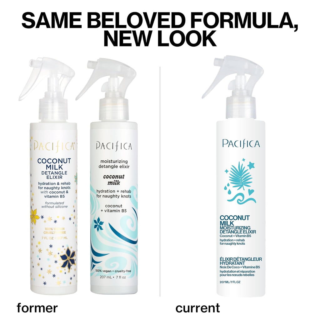 Pacifica Coconut Milk Hair Detangler Spray – Leave-In Conditioning Elixir for Tangle-Free Hair – Instantly Detangles Kno