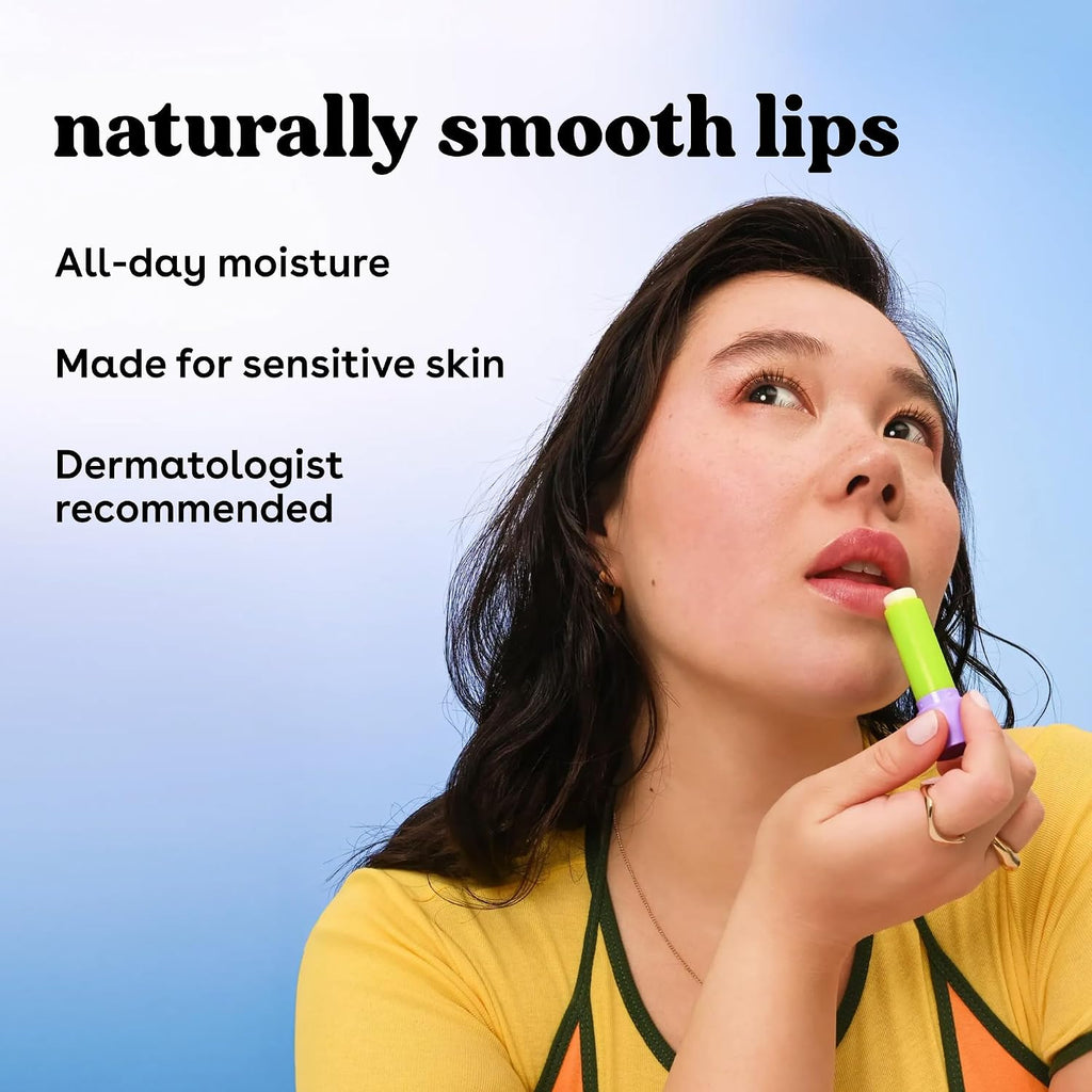 eos 100% Natural & Organic Lip Balm Sticks- Strawberry Sorbet, Vanilla Bean, Sweet Mint & Pomegranate Raspberry, Lip Car