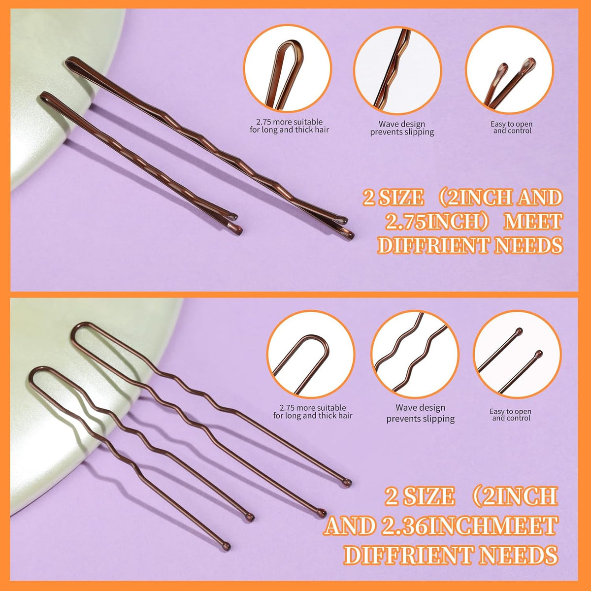 Teenitor 300Pcs Bobby Pins Hair Pins, Hair Pin for Women Bobby Pins Brown
