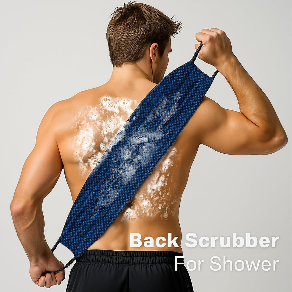 Dual-Textured Exfoliating Washcloth Towel - Back Scrubber for Use in Shower Bath, Exfoliating Body Scrubber Exfoliator, 