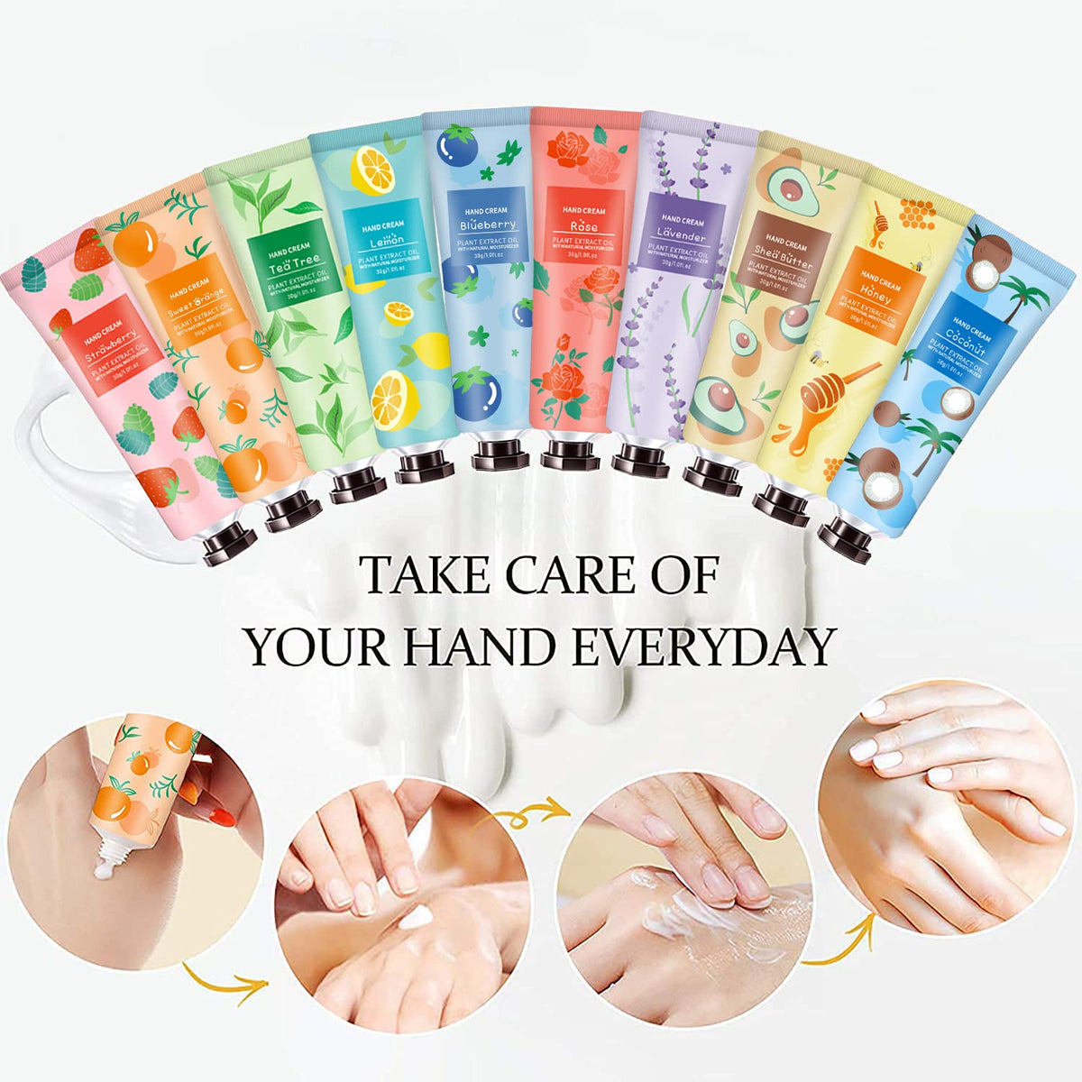 10 Pack Hand Cream for Dry Cracked Hands, Stocking Stuffers for Women, Christmas Gift for Teen Girls, Teacher Appreciati