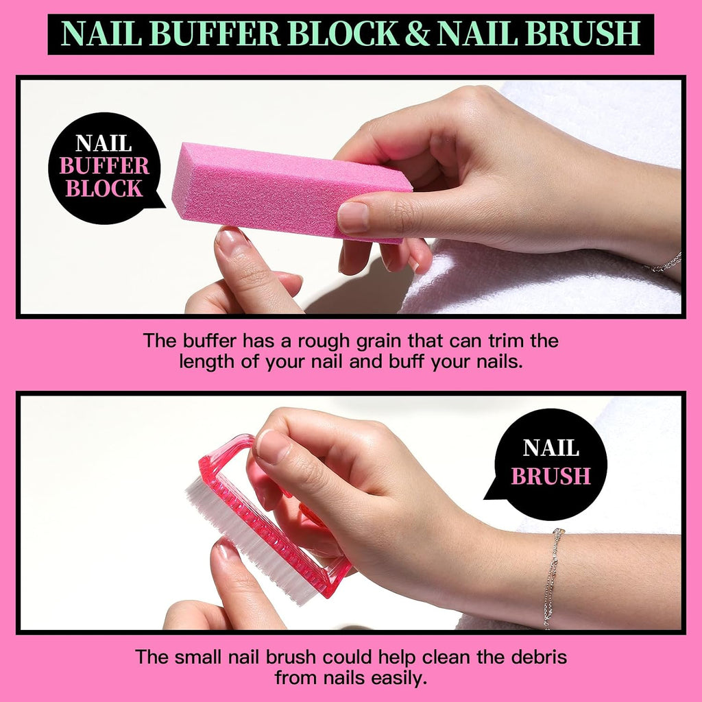 FANDAMEI Nail Care Kit, Nail Files 100/180, Nail Buffer Block, Cuticle Nippers, Cuticle Trimmer, Cuticle Pusher, Nail To