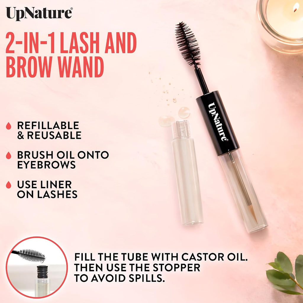 UpNature Castor Oil Eyelash & Eyebrow Growth Serum, USDA Organic, 2oz