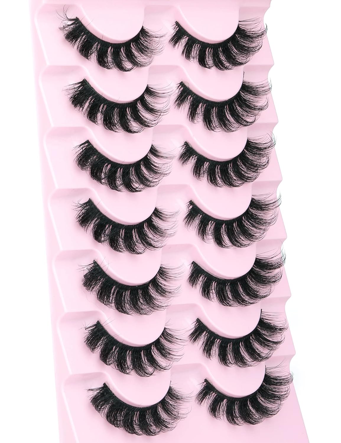 Mink Lashes Fluffy Wispy Lashes Natural Look 3D False Eyelashes D Curl Russian Strip Lashes 7 Pairs Short Fake Eyelash P