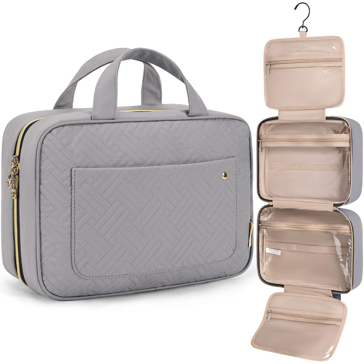 BAGSMART Toiletry Bag Travel Bag with Hanging Hook, Water-resistant Makeup Cosmetic Bag Travel Organizer for Accessories