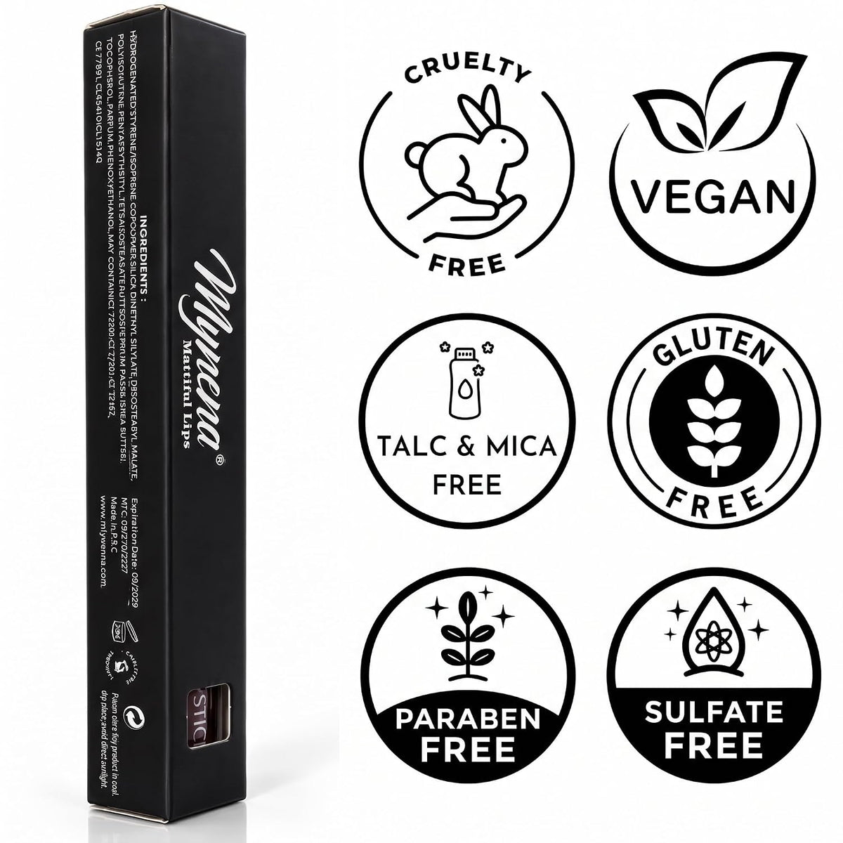 Mynena Jet Black Long Lasting Waterproof Matte Liquid Lipstick - Linda