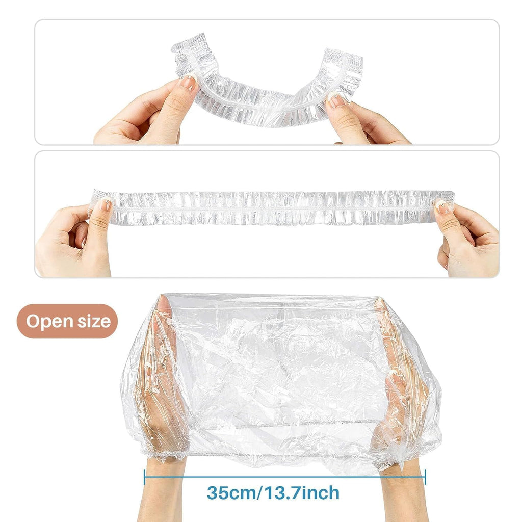 MAQIHAN 100 Disposable Shower Caps Large - 20.5" Thickened Plastic Hair Cap