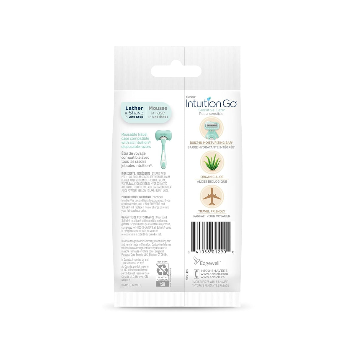 Schick Intuition Go 2-in-1 Mini 4-Blade Razor for Women, 1 ct
