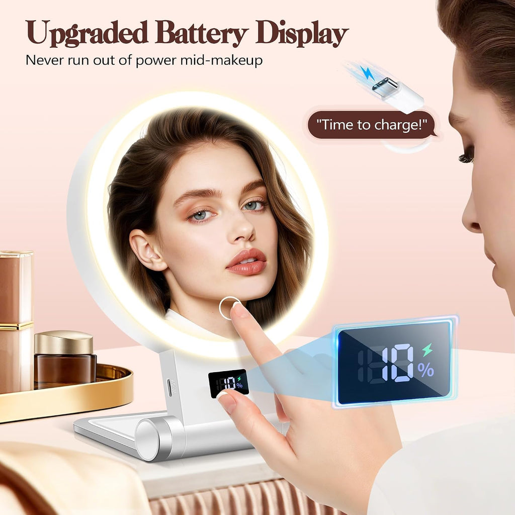 Magnifying Mirror with Light 30X, 2000mAh 1X/ 30X Magnifying Makeup Mirror with Standable Base & Tweezers, 3 Color Modes