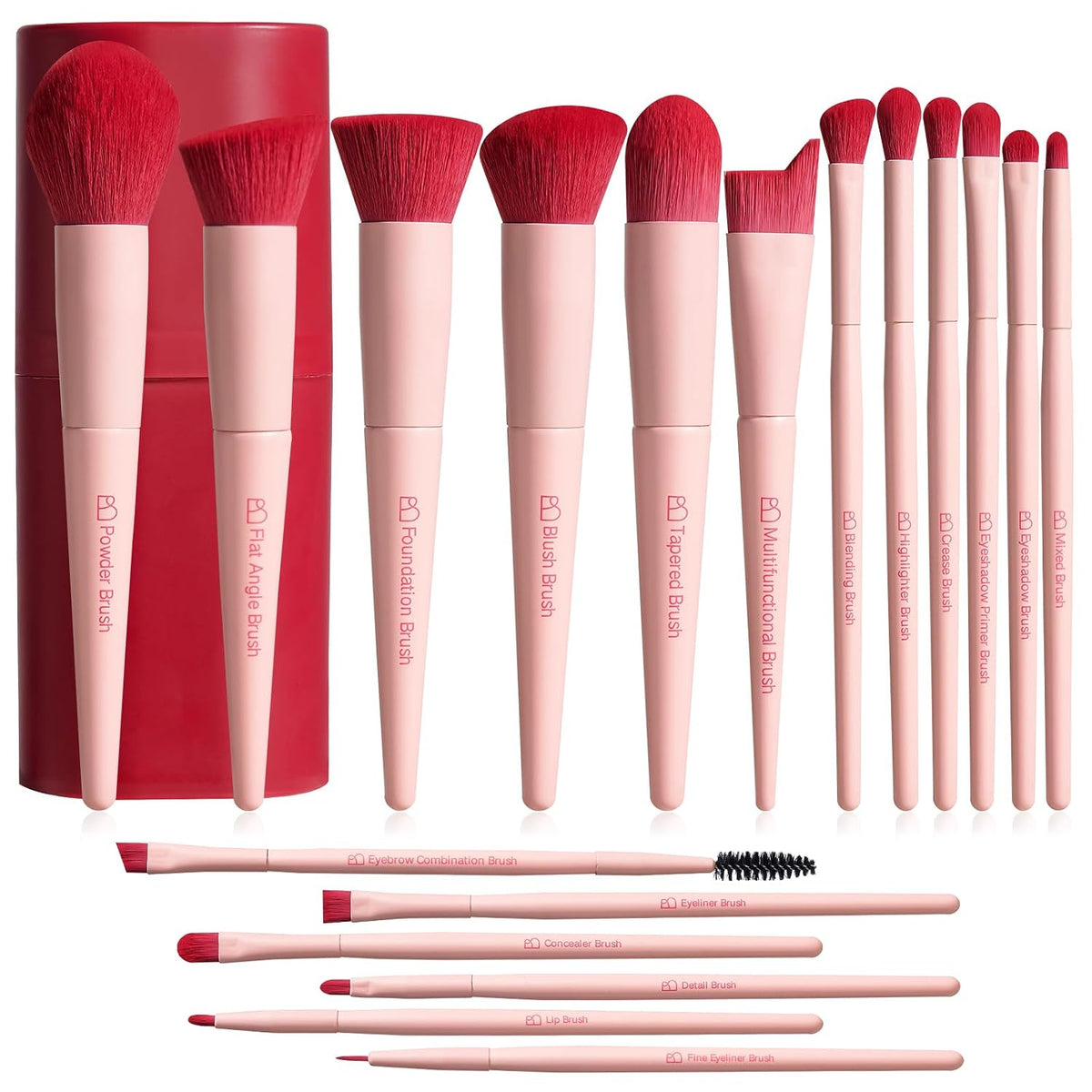 BS-MALL Makeup Brush Set 18 Pcs Professional Foundation Powder Concealers Eyeshadow Blush Synthetic Makeup Brushes with 