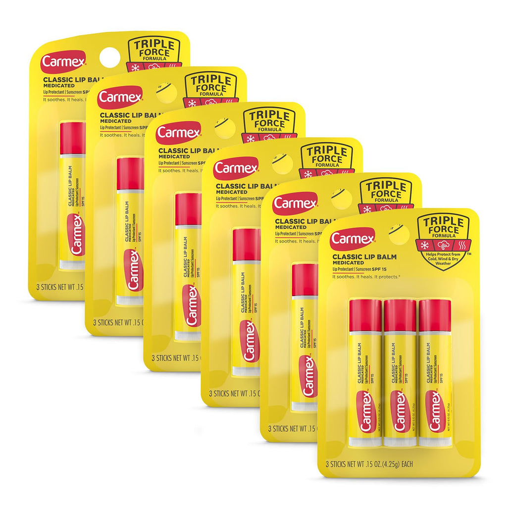 Carmex Classic Lip Balm Medicated, 0.25 oz (Pack of 3)