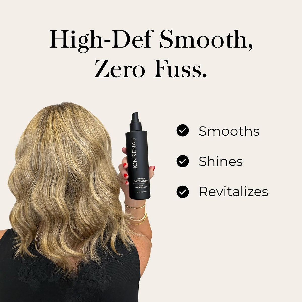 Jon Renau HD Smooth Detangler, Leave In Detangler Spray for Synthetic Wigs and Hair Extensions, Frizz Reducing Detanglin