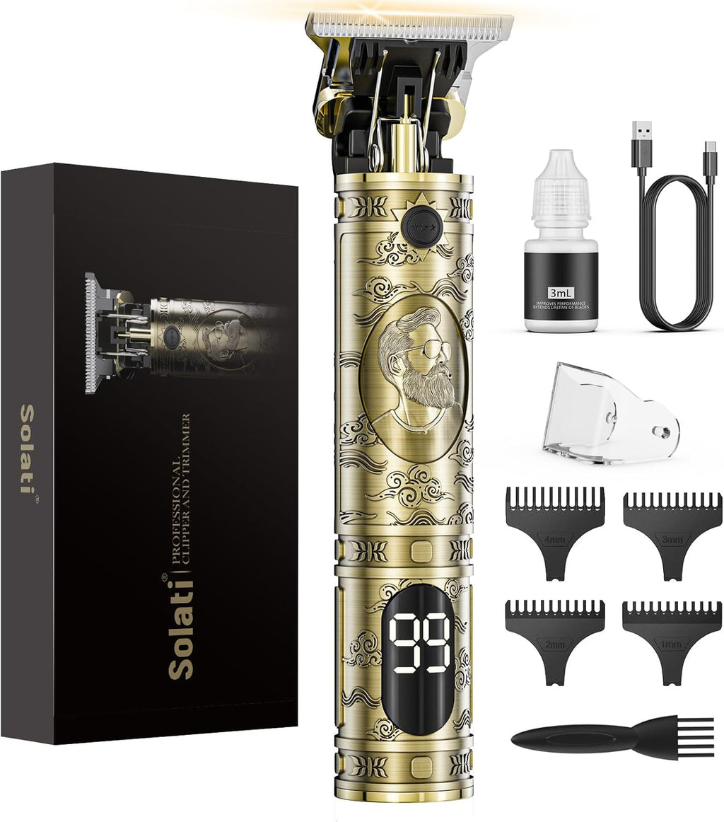 Solati Hair Clippers for Men, Professional Hair Trimmer Zero Gapped T-Blade Trimmer Cordless Rechargeable Edgers Clipper
