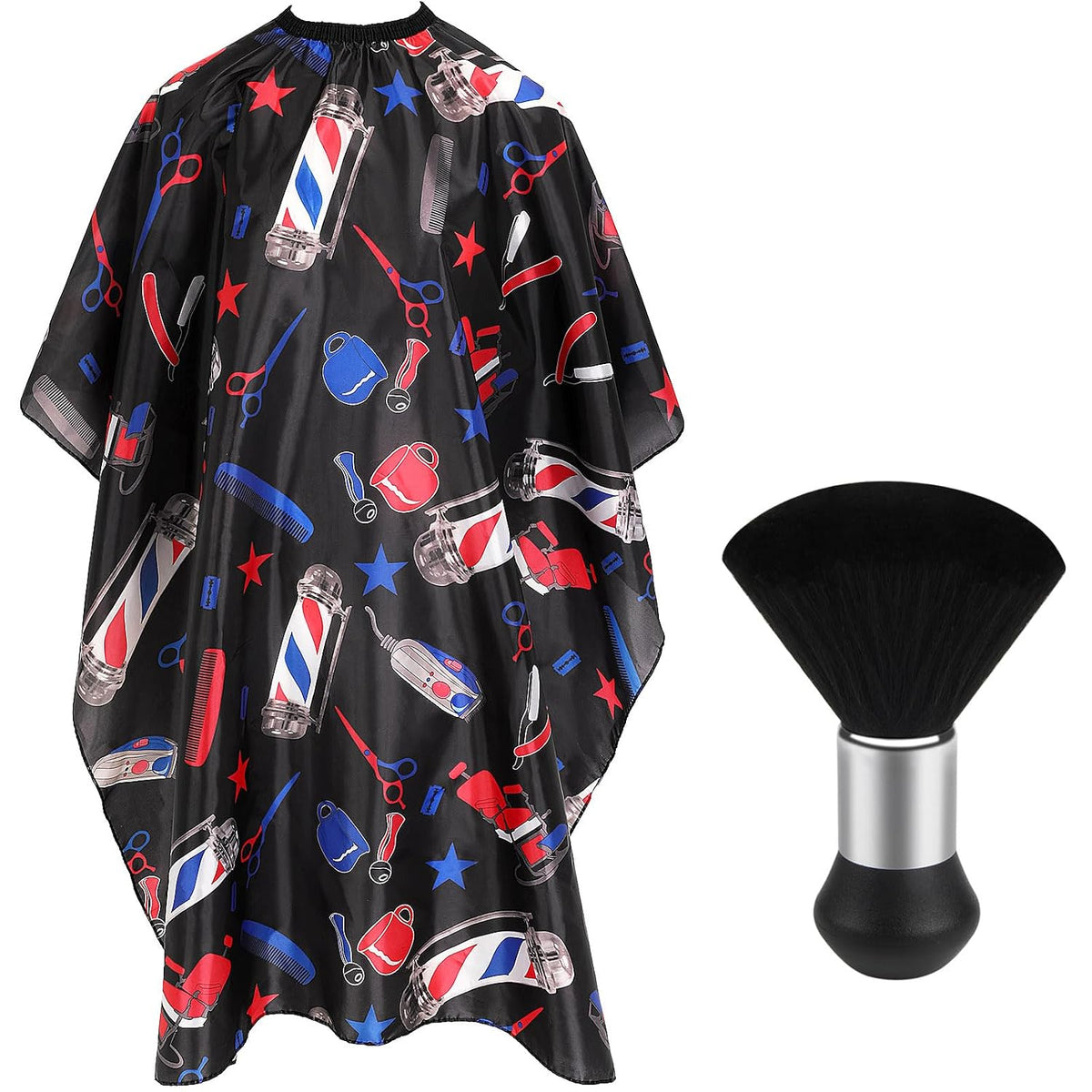 FEBSNOW Barber Cape Professional Hair Cutting Cape with Neck Duster Brush