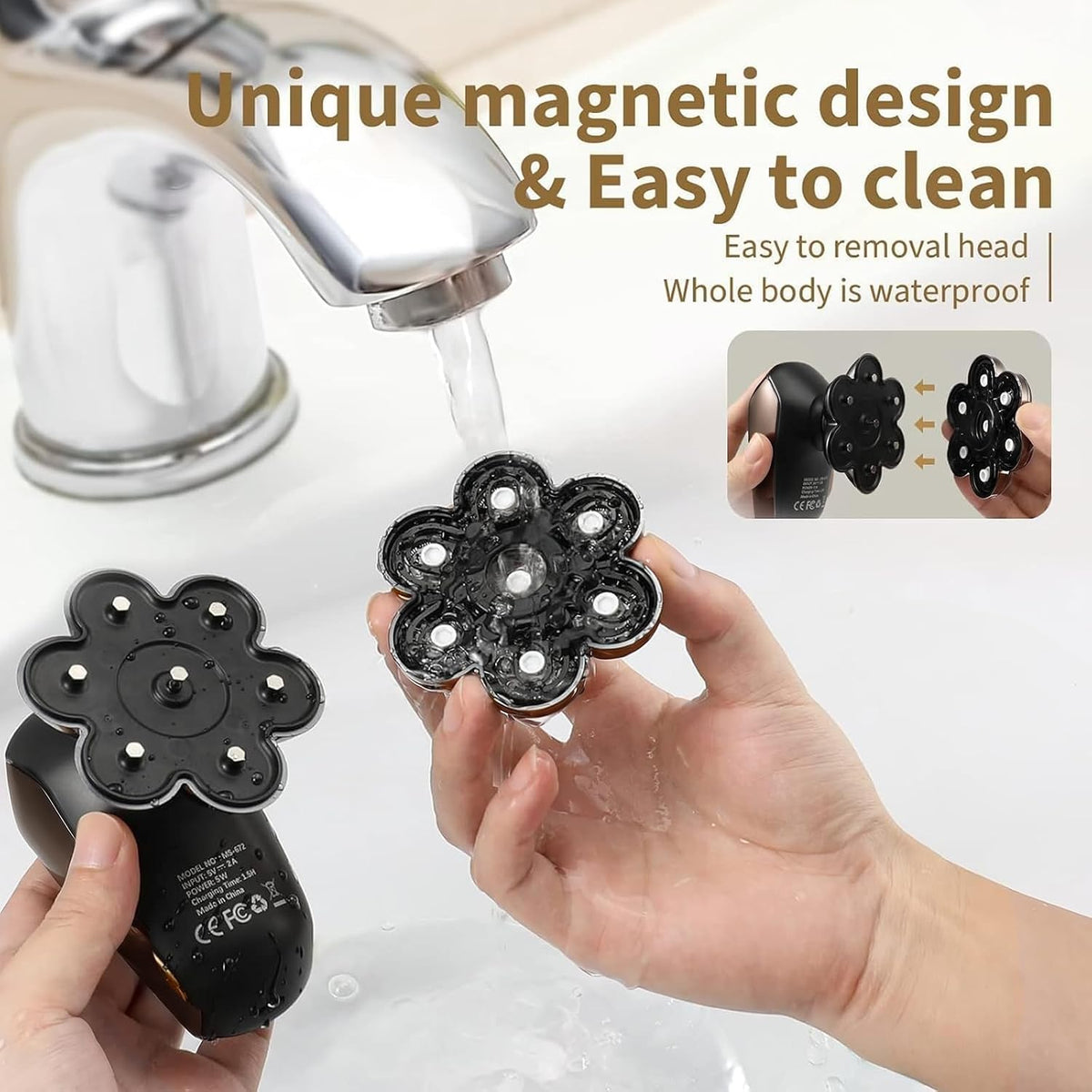 SHPAVVER Head Shavers for Bald Men: 5-in-1 IPX7 Waterproof Grooming Kit - 7D Floating Electric Razor With Magnetic Remov