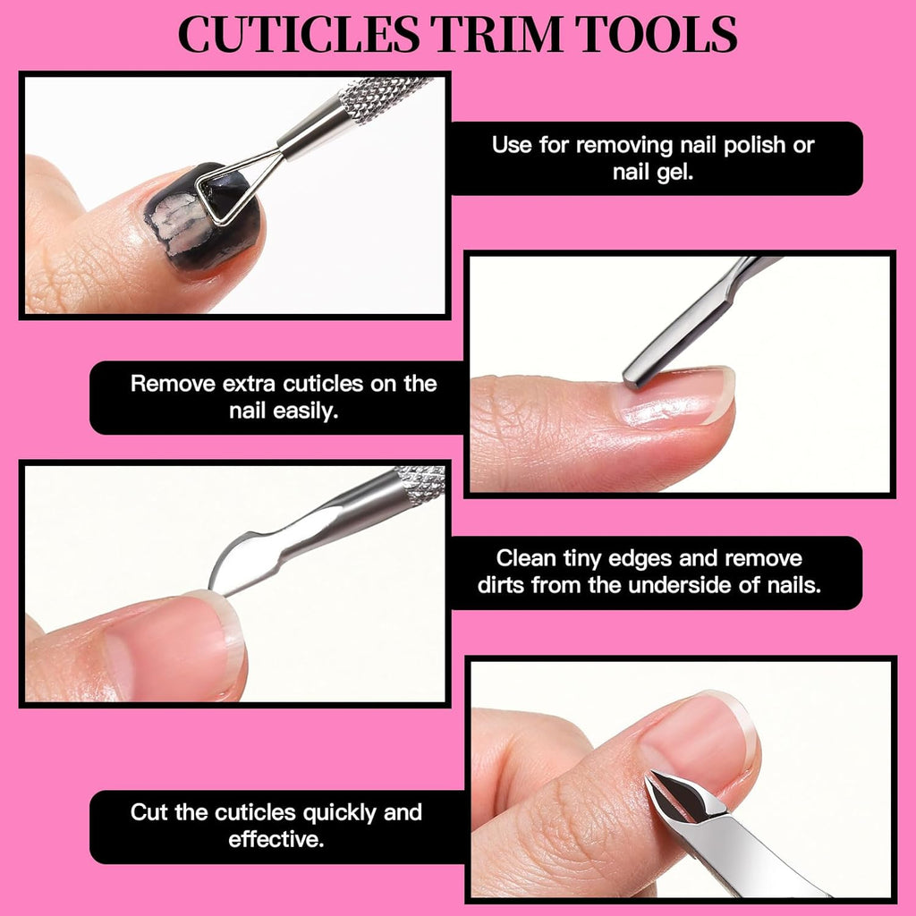 FANDAMEI Nail Care Kit, Nail Files 100/180, Nail Buffer Block, Cuticle Nippers, Cuticle Trimmer, Cuticle Pusher, Nail To