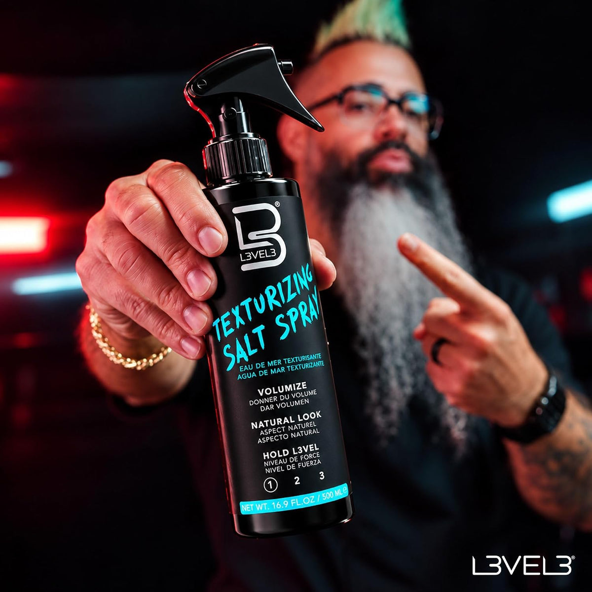 L3 Level 3 Sea Salt Spray for Hair, Texturizing, Beachy Waves, 8.45 fl oz
