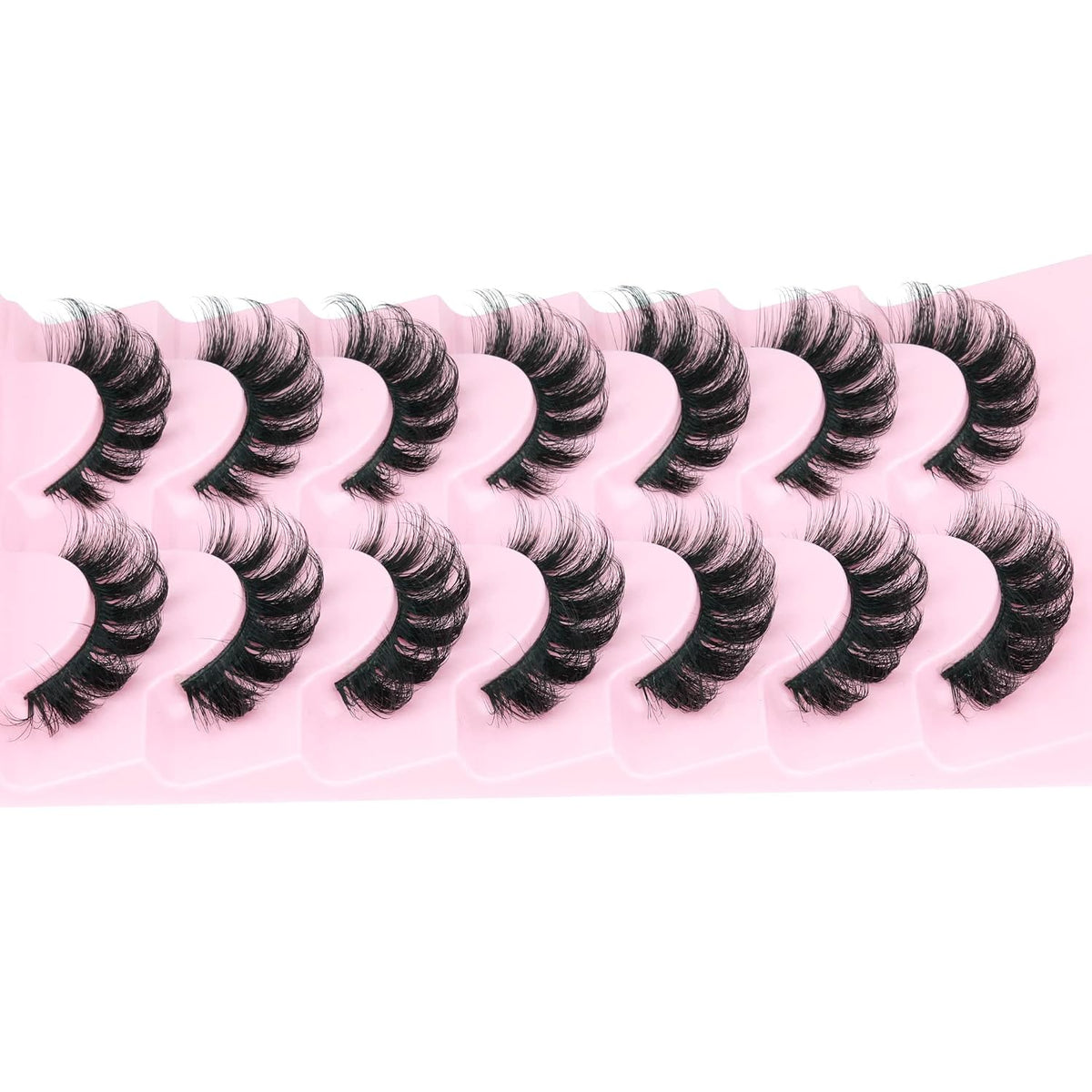 Mink Lashes Fluffy Wispy Lashes Natural Look 3D False Eyelashes D Curl Russian Strip Lashes 7 Pairs Short Fake Eyelash P